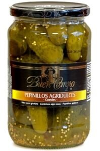 Buen Campo Pepinillos Agridulces 40/50 Entero Frasco 370 Gne (720 G)