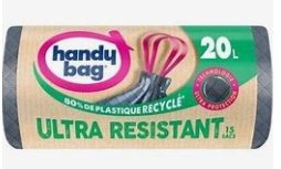 HANDY BAG recycled rubbish bags Strong No Drip 45x50 20 litres for small kitchen bin roll 15 units