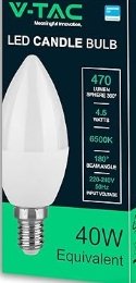 V-TAC Bombillas LED Vela E14, 470 Lumen, 3000K